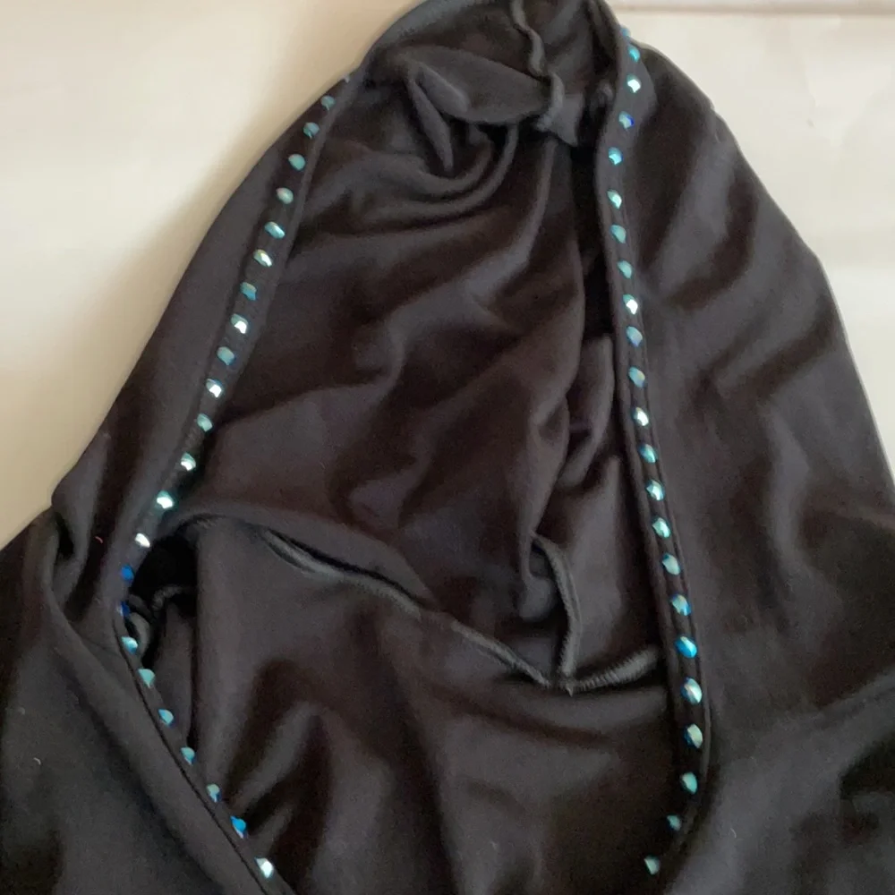 Balera black hooded crop top Swarovski crystals L